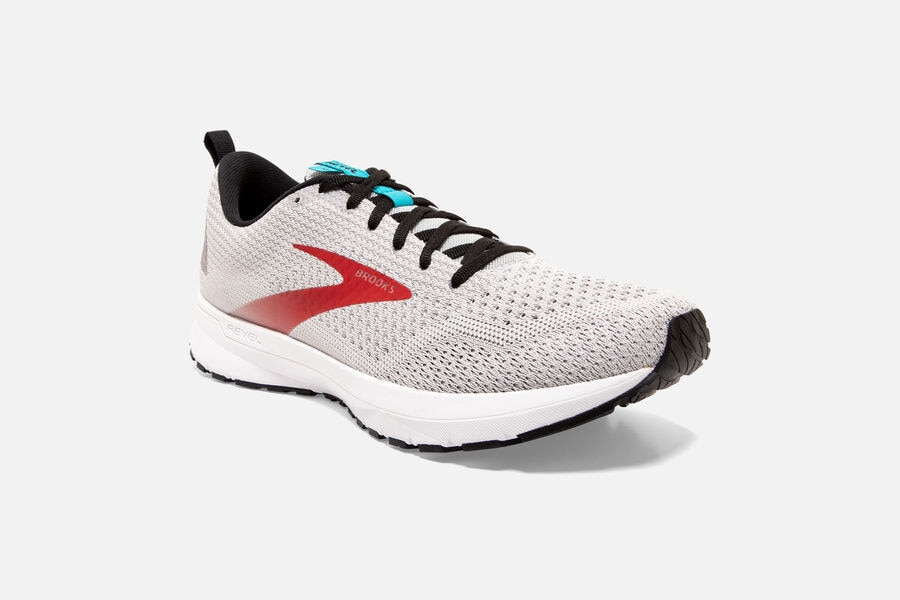 Brooks Revel 4 Road Running Shoes Mens - Grey/Red - QWORV-7123